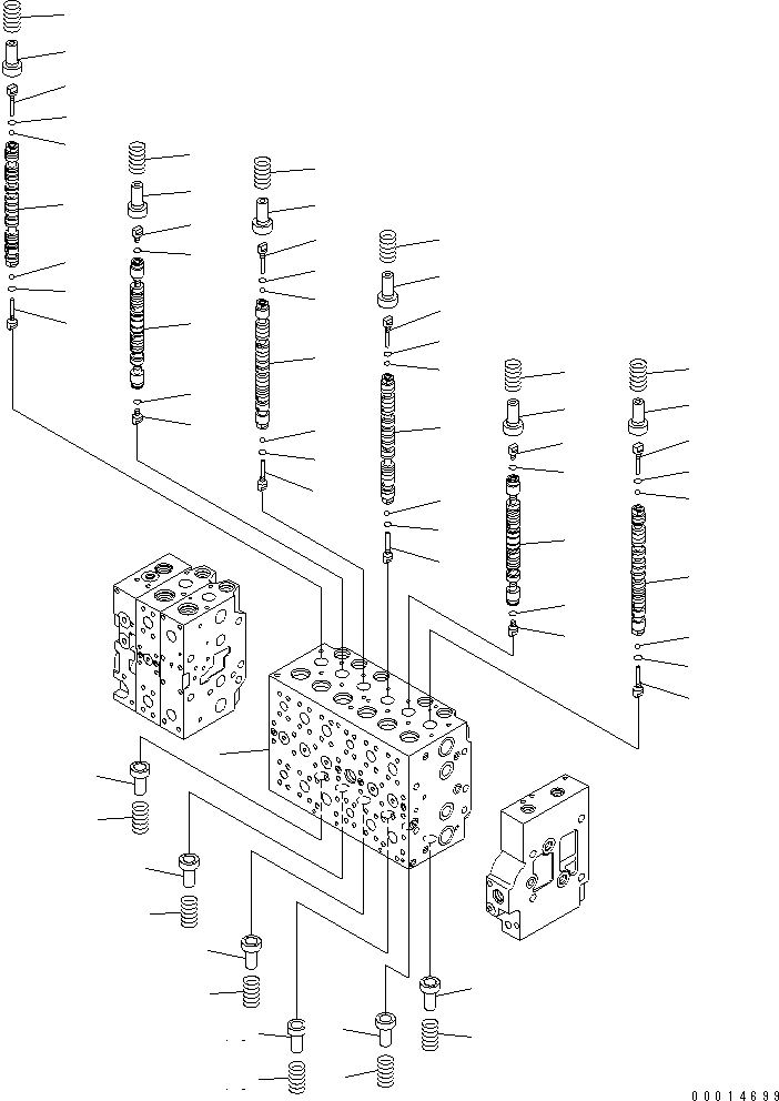 Komatsu parts book diagram for PC400-7-M1 S/N 50001-UP: MAIN VALVE (2-ACTUATOR) (1/23)