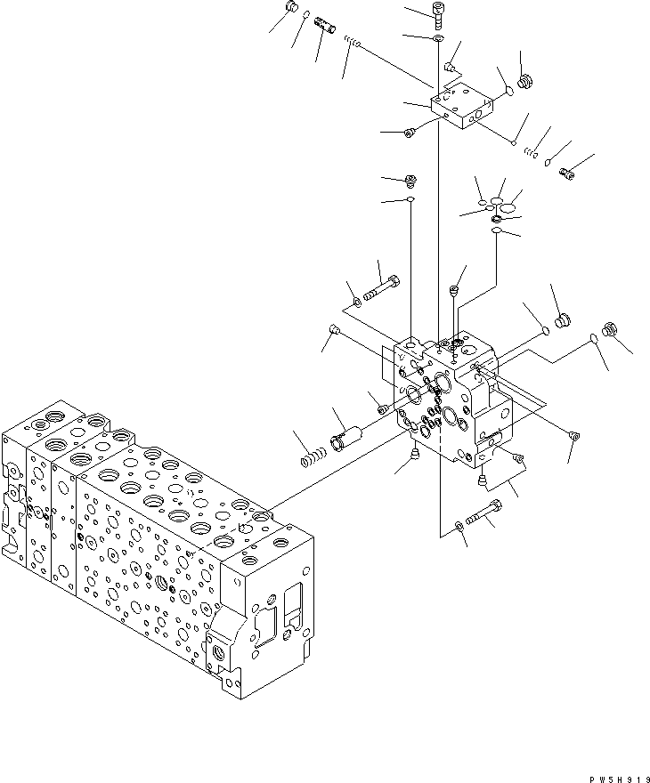 Komatsu parts book diagram for PC400-7-M1 S/N 50001-UP: MAIN VALVE (2-ACTUATOR) (14/23)