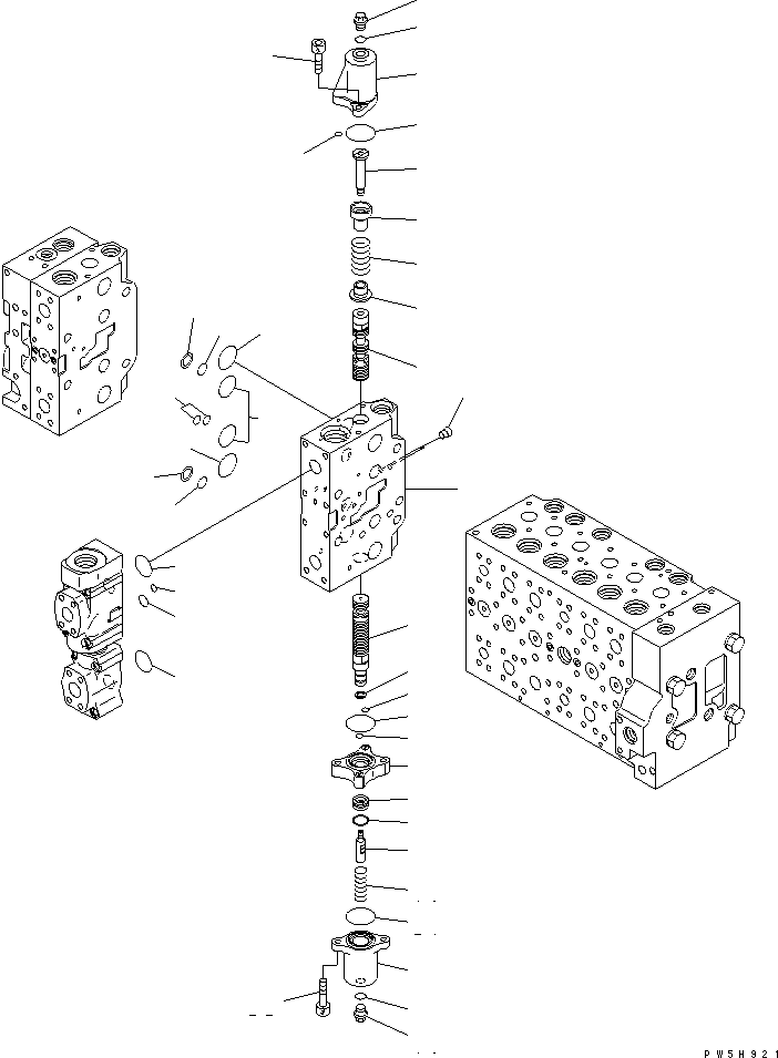 Komatsu parts book diagram for PC400-7-M1 S/N 50001-UP: MAIN VALVE (2-ACTUATOR) (17/23)