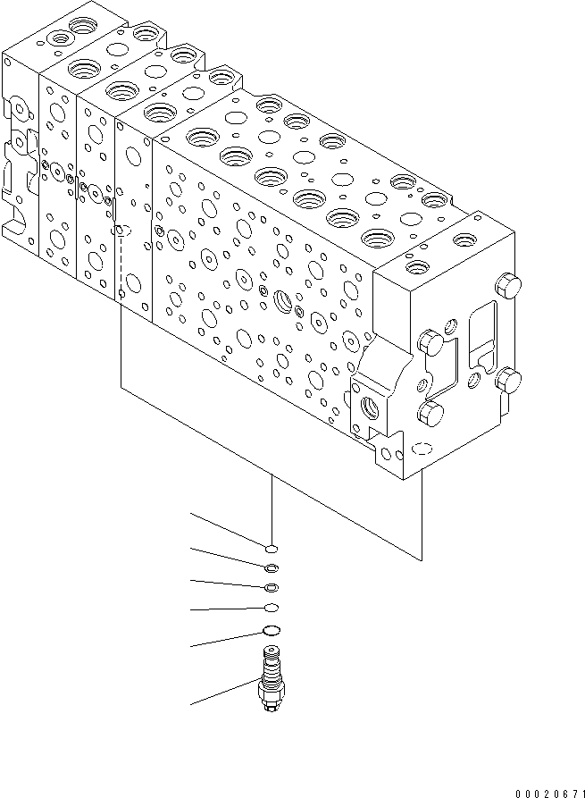 Komatsu parts book diagram for PC400-7-M1 S/N 50001-UP: MAIN VALVE (3-ACTUATOR) (8/25)