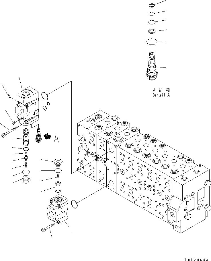 Komatsu parts book diagram for PC400-7-M1 S/N 50001-UP: MAIN VALVE (3-ACTUATOR) (20/25)