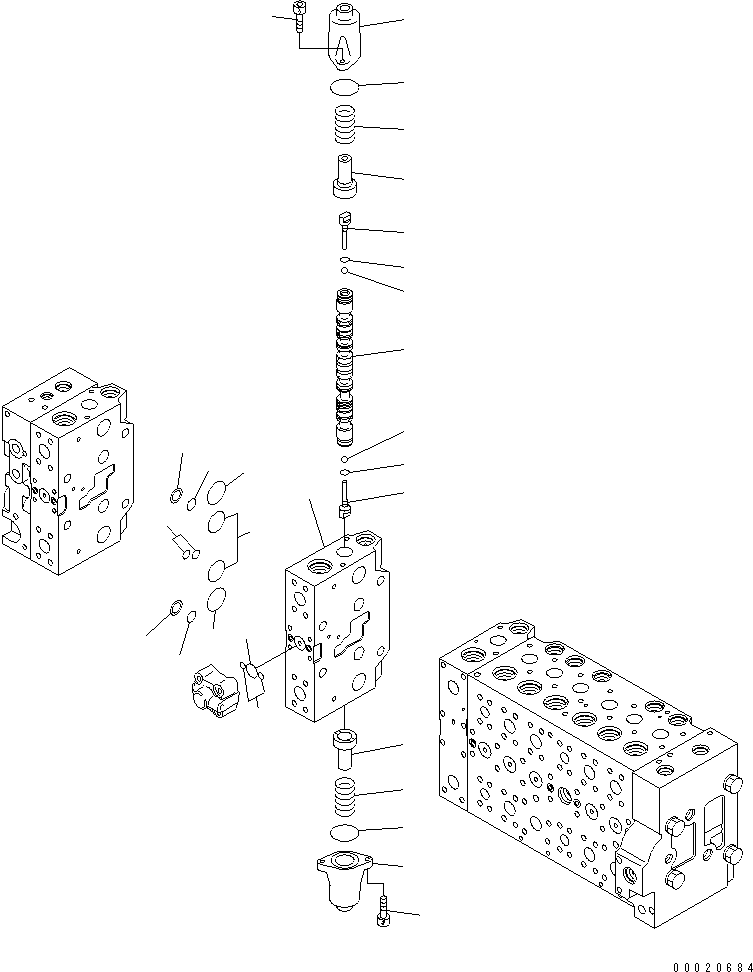 Komatsu parts book diagram for PC400-7-M1 S/N 50001-UP: MAIN VALVE (3-ACTUATOR) (21/25)