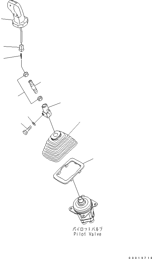 Komatsu parts book diagram for PC400-7-M1 S/N 50001-UP: WORK EQUIPMENT LEVER (2/2) (L.H.) (FOR LOADER)