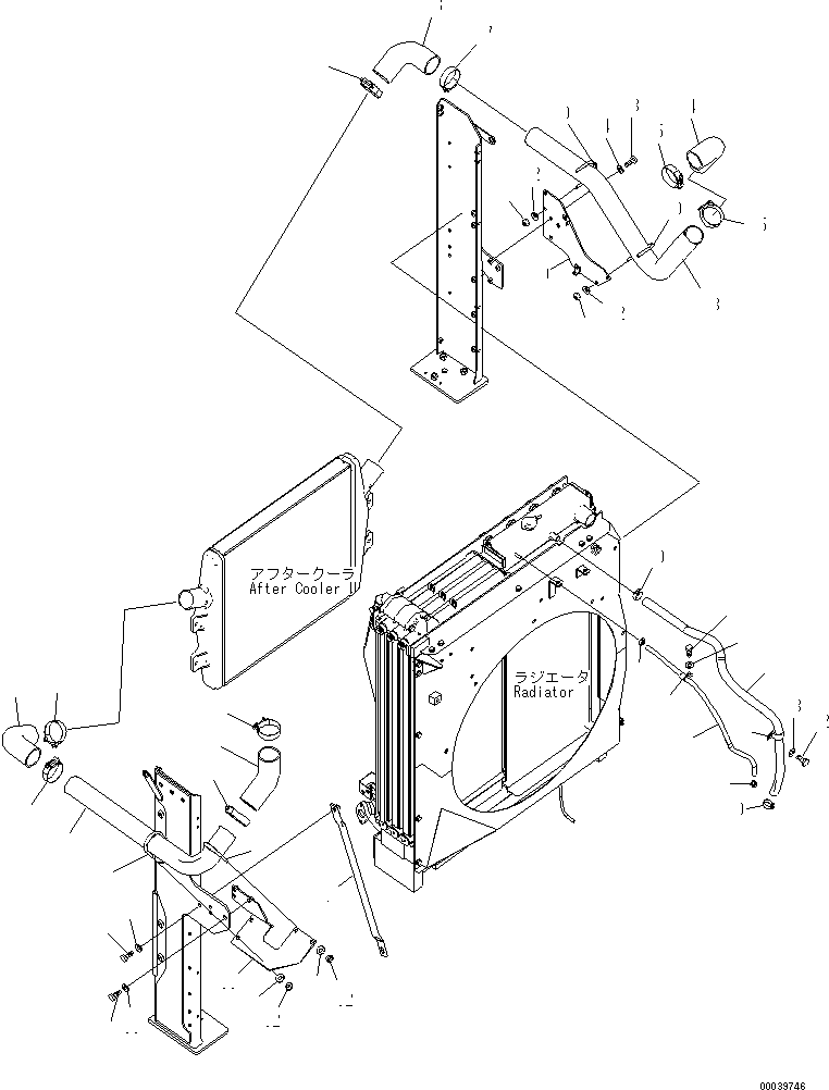 Komatsu parts book diagram for PC400-7E0 S/N 60001-UP (ecot3): COOLING (AFTER COOLER PIPING)(#60001-65364)