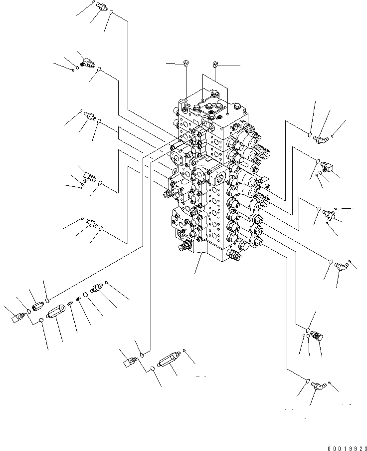 Komatsu parts book diagram for PC400-7E0 S/N 60001-UP (ecot3): MAIN VALVE (CONNECTING PARTS) (1/2) (2 ACTUATOR)