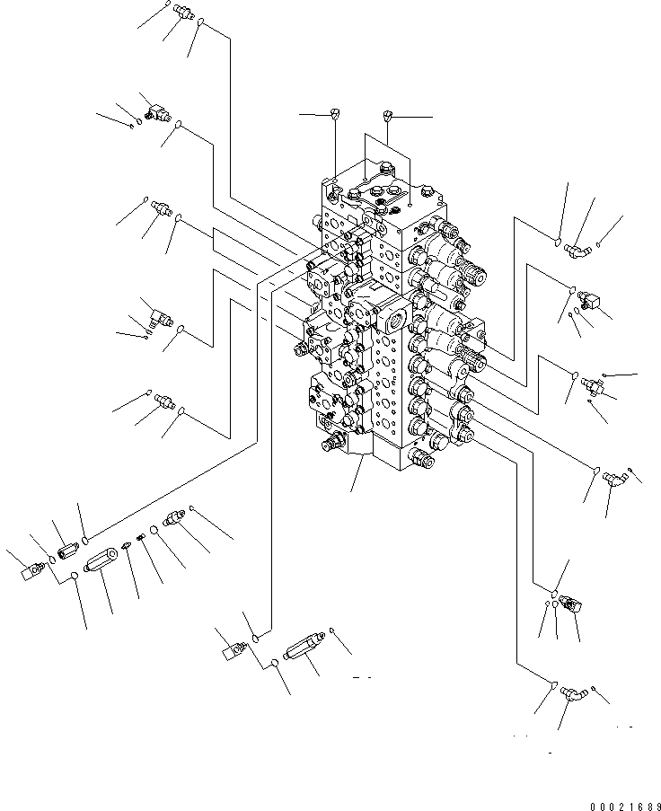 Komatsu parts book diagram for PC400-7E0 S/N 60001-UP (ecot3): MAIN VALVE (CONNECTING PARTS) (1/2) (1 ACTUATOR) (FOR LOADER)