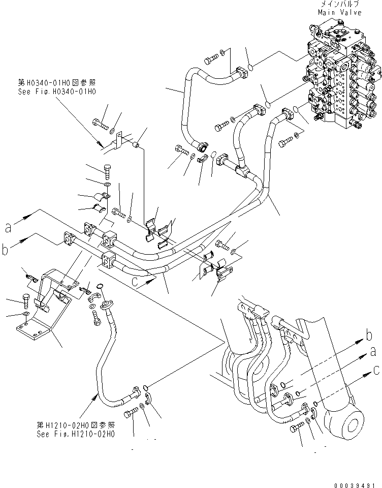 Komatsu parts book diagram for PC400-7E0 S/N 60001-UP (ecot3): BOOM LINE (1/2) (FOR BURST VALVE)