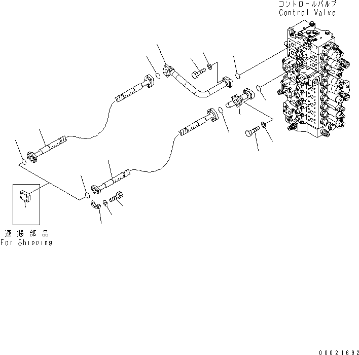 Komatsu parts book diagram for PC400-7E0 S/N 60001-UP (ecot3): ATTACHMENT ADDITIONAL LINES (1 ACTUATOR) (FOR LOADER)