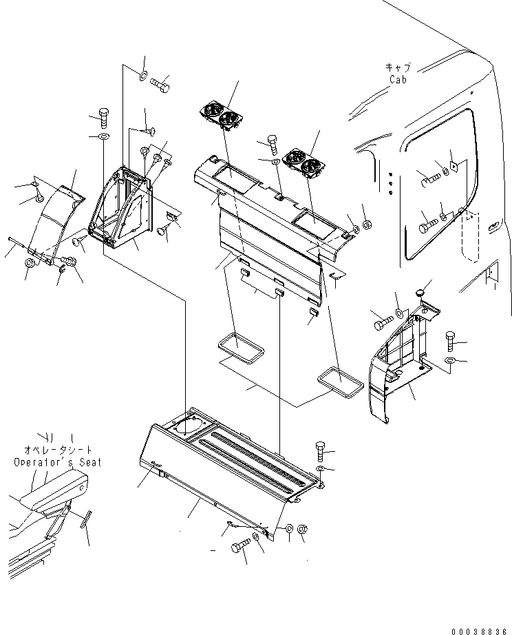 Komatsu parts book diagram for PC400-7E0 S/N 60001-UP (ecot3): SEAT REAR COVER