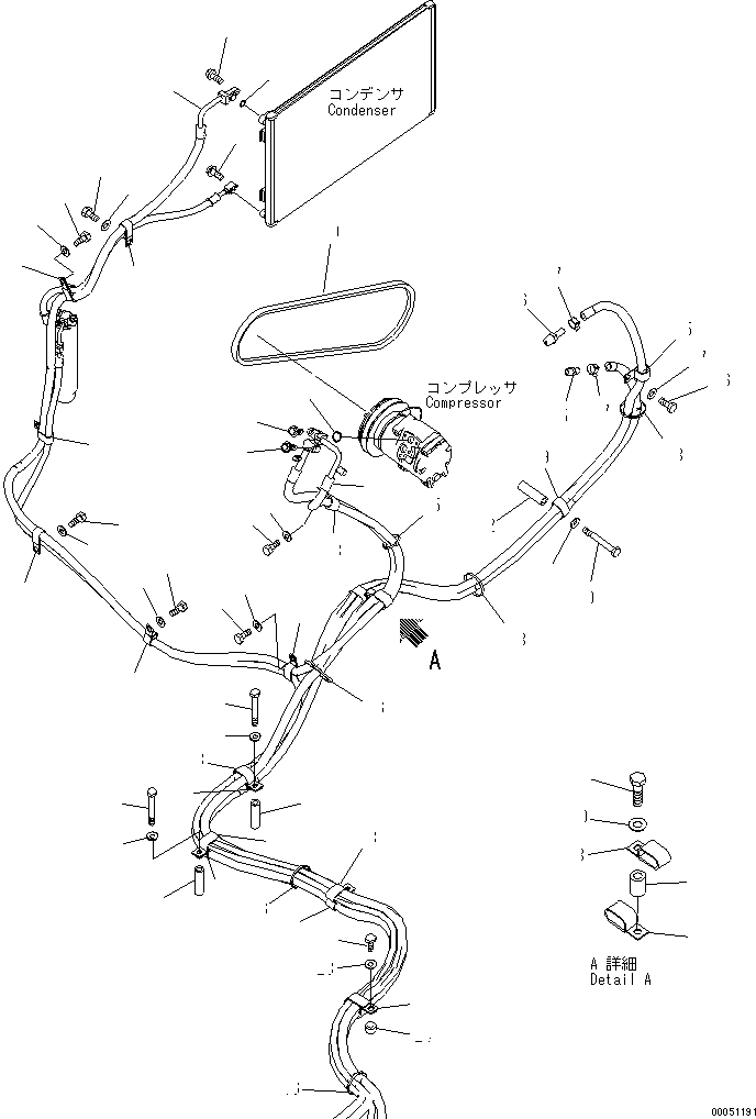 Komatsu parts book diagram for PC400-7E0 S/N 60001-UP (ecot3): AIR CONDITIONER (PIPING)