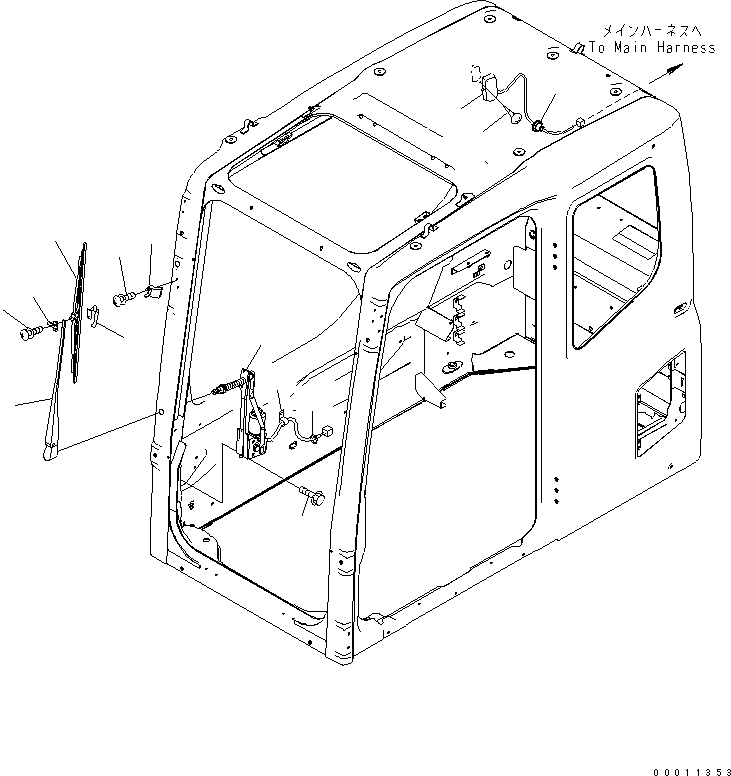 Komatsu parts book diagram for PC400-7E0 S/N 60001-UP (ecot3): FLOOR FRAME (OPERATOR'S CAB) (ELECTRICAL) (WIPER AND ROOM LAMP)