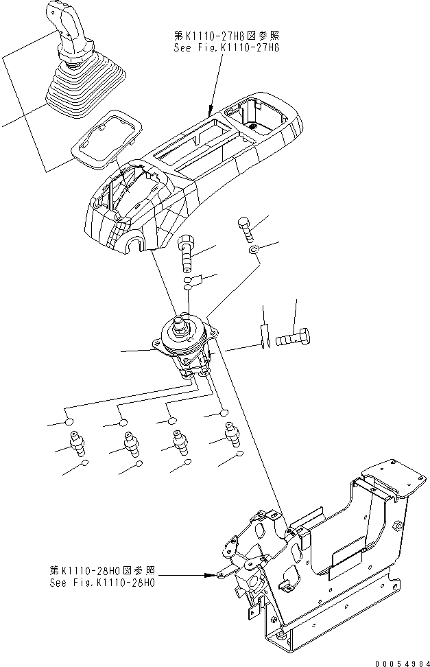 Komatsu parts book diagram for PC400-7E0 S/N 60001-UP (ecot3): FLOOR FRAME (OPERATOR'S CAB) (LEVER AND VALVE) (L.H.) (FOR LOADER)
