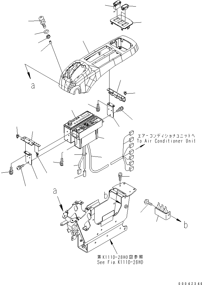 Komatsu parts book diagram for PC400-7E0 S/N 60001-UP (ecot3): FLOOR FRAME (OPERATOR'S CAB) (CONSOLE ? L.H.) (UPPER) (WITH BIG WIND AIR CONDITIONER AND RADIO)