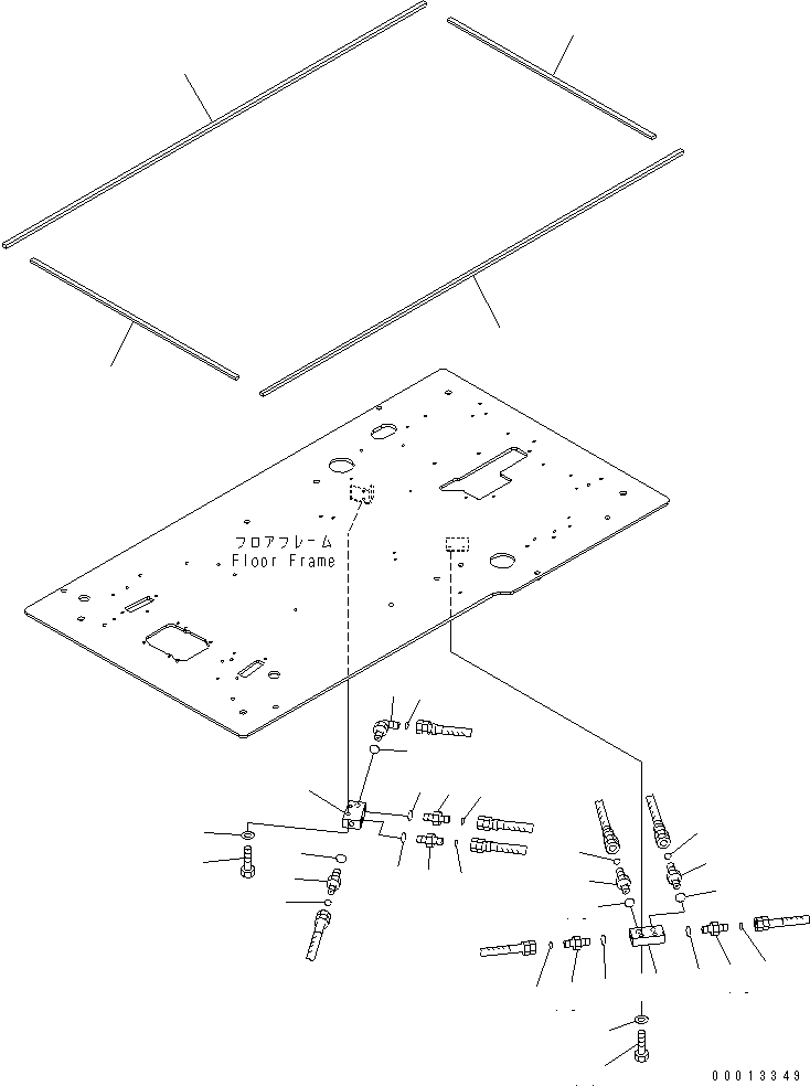 Komatsu parts book diagram for PC400-7E0 S/N 60001-UP (ecot3): FLOOR FRAME (OPERATOR'S CAB) (P ?T BLOCK AND SEAL)