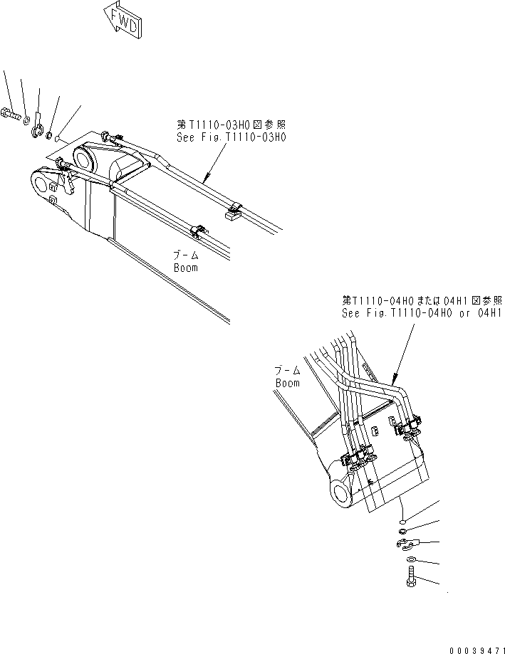Komatsu parts book diagram for PC400-7E0 S/N 60001-UP (ecot3): BOOM (BLIND PARTS)