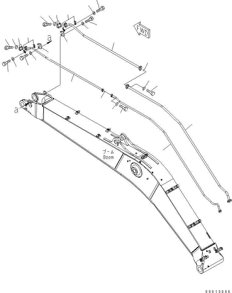 Komatsu parts book diagram for PC400-7E0 S/N 60001-UP (ecot3): BOOM (ADDITIONAL LINE) (FOR ADDITIONAL PIPING)