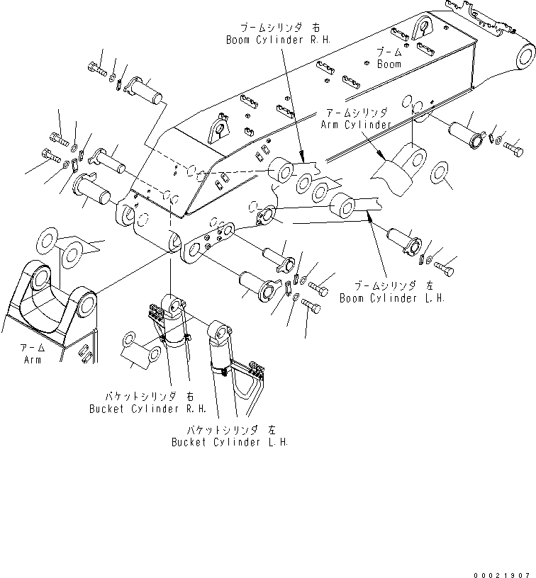 Komatsu parts book diagram for PC400-7E0 S/N 60001-UP (ecot3): BOOM (PIN) (FOR LOADER)