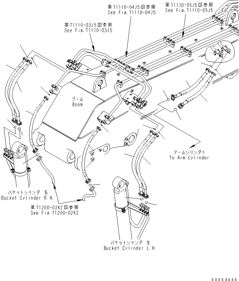 Komatsu parts book diagram for PC400-7E0 S/N 60001-UP (ecot3): BOOM (BUCKET CYLINDER LINE) (HOSE) (FOR LOADER) (LOOSE-SUPPLY IT EM)