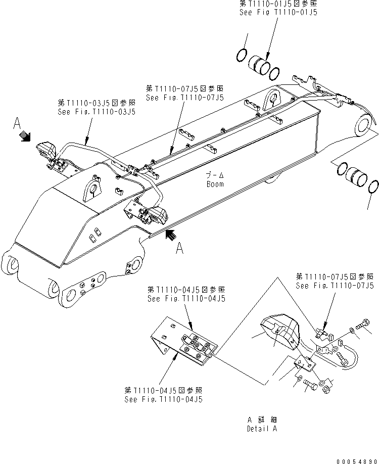 Komatsu parts book diagram for PC400-7E0 S/N 60001-UP (ecot3): BOOM (WORKING LAMP AND SEAL) (FOR LOADER) (LOOSE-SUPPLY ITEM)
