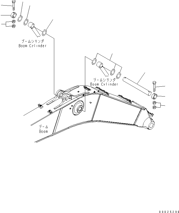 Komatsu parts book diagram for PC400-7E0 S/N 60001-UP (ecot3): B00M CYLINDER TOP PIN (100 HOURS GREASING BOOM TYPE)