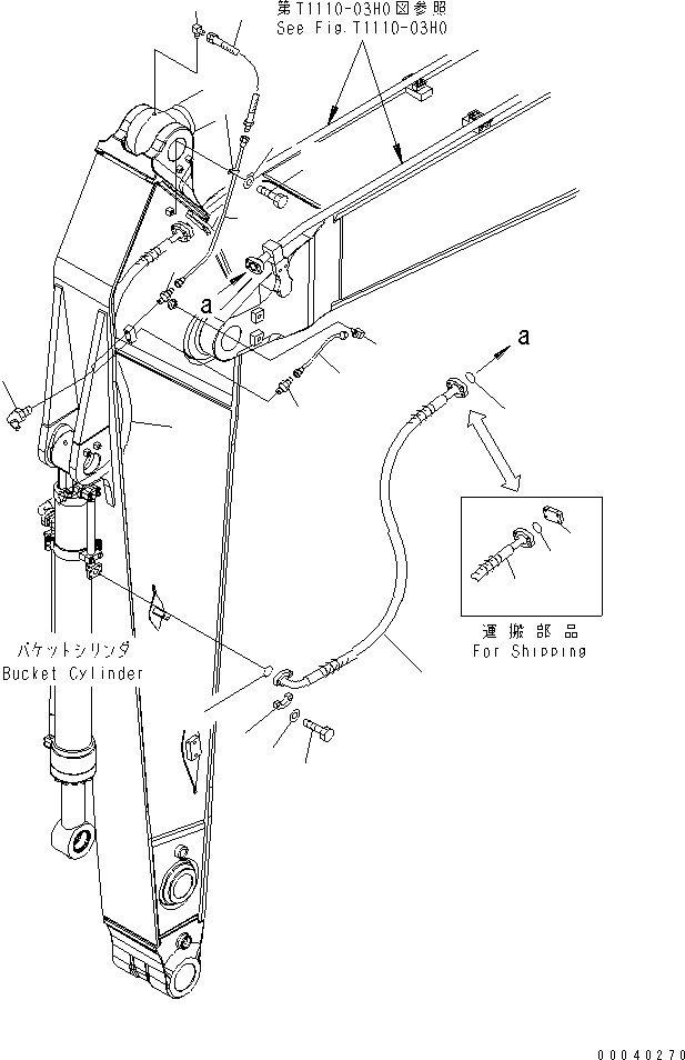Komatsu parts book diagram for PC400-7E0 S/N 60001-UP (ecot3): ARM (3.4M) (HEAVY DUTY) (BUCKET CYLINDER HOSE AND LUBRICATING LINE) (FOR ADDITIONAL PIPING)