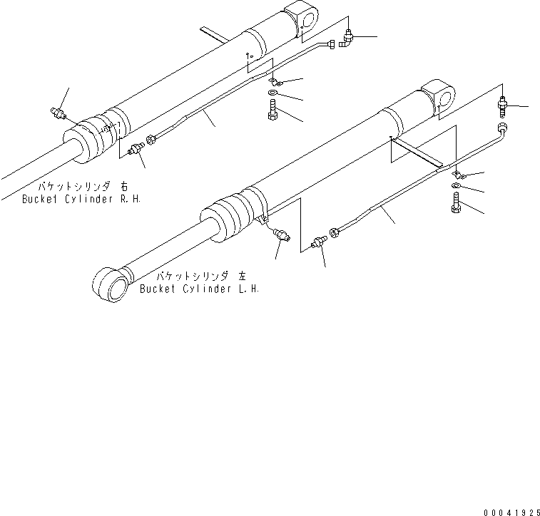 Komatsu parts book diagram for PC400-7E0 S/N 60001-UP (ecot3): ARM (LUBRICATING LINE) (FOR BUCKET CYLINDER) (FOR LOADER)