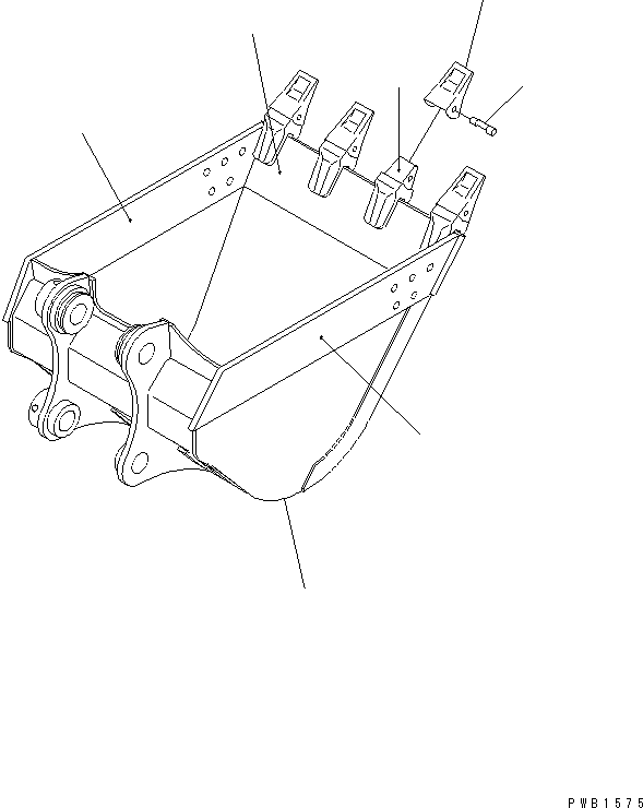 Komatsu parts book diagram for PC400-7E0 S/N 60001-UP (ecot3): BUCKET ? 1.6M3 ? 1270MM (HORIZONTAL PIN TYPE)