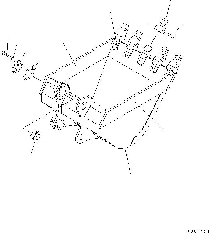 Komatsu parts book diagram for PC400-7E0 S/N 60001-UP (ecot3): BUCKET ? 2.2M3 ? 1715MM (HORIZONTAL PIN TYPE) (WITH ADJUSTING)