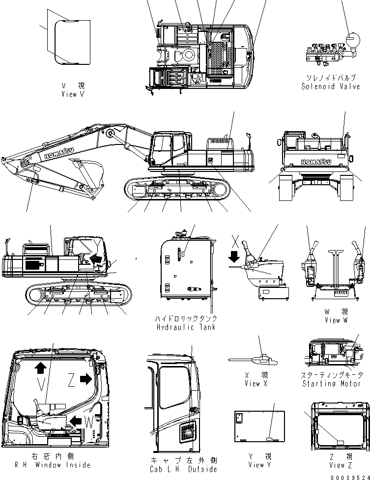Komatsu parts book diagram for PC400-7E0 S/N 60001-UP (ecot3): DECAL AND PLATE (ENGLISH)