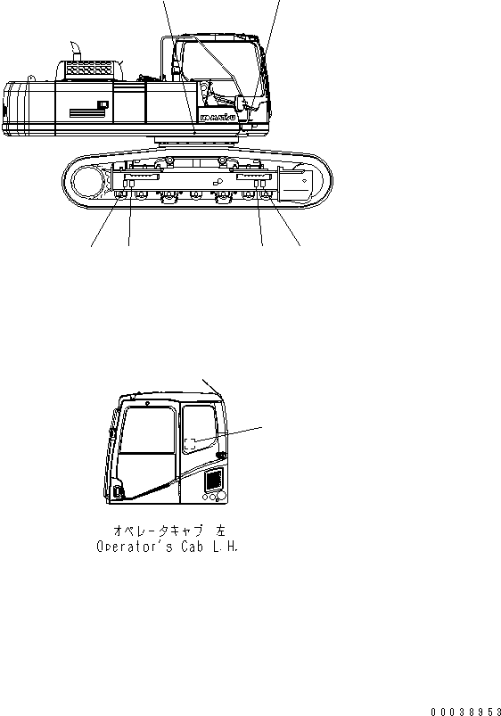 Komatsu parts book diagram for PC400-7E0 S/N 60001-UP (ecot3): PLATE (LOAD RATING CHART) (ENGLISH) (VARIABLE GAUGE)