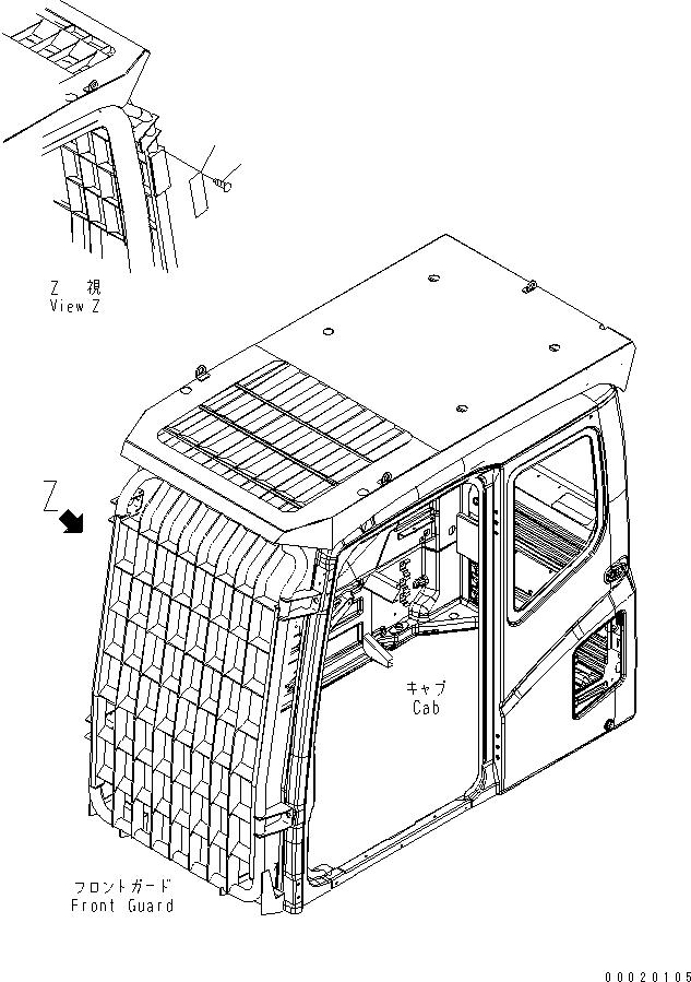 Komatsu parts book diagram for PC400-7E0 S/N 60001-UP (ecot3): CAUTION PLATE (FRONT GUARD) (FOR LV2 GUARD) (ENGLISH)