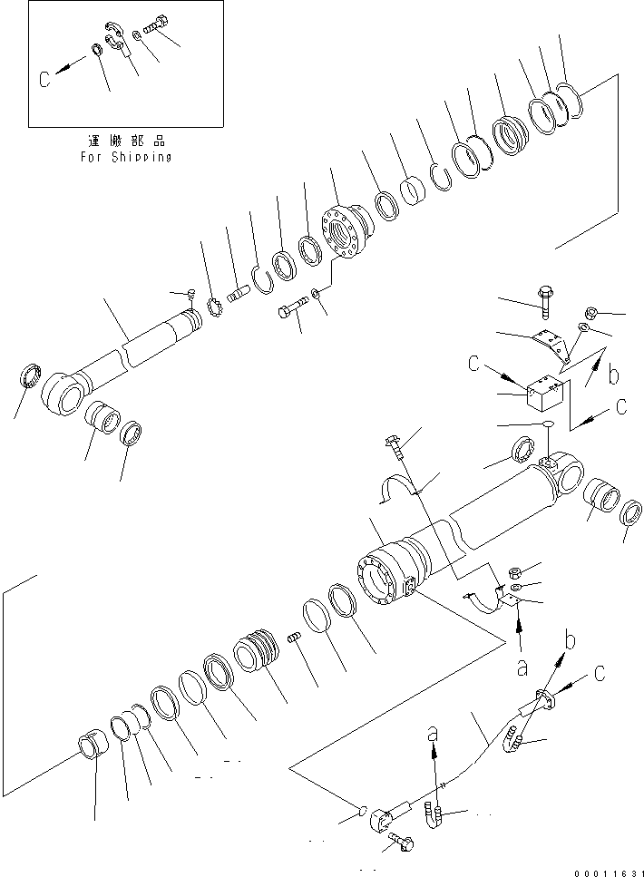 Komatsu parts book diagram for PC400-7E0 S/N 60001-UP (ecot3): ARM CYLINDER (FOR 100 HOURS LUBRICATING)