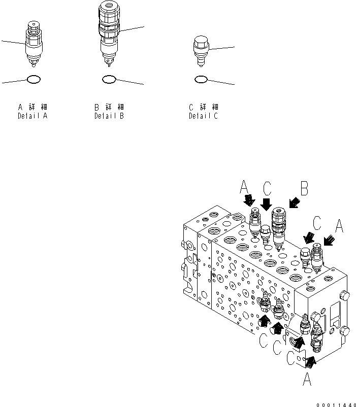 Komatsu parts book diagram for PC400-7E0 S/N 60001-UP (ecot3): MAIN VALVE (12/20)