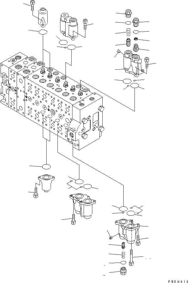 Komatsu parts book diagram for PC400-7E0 S/N 60001-UP (ecot3): MAIN VALVE (1-ACTUATOR) (3/23) (FOR LOADER)