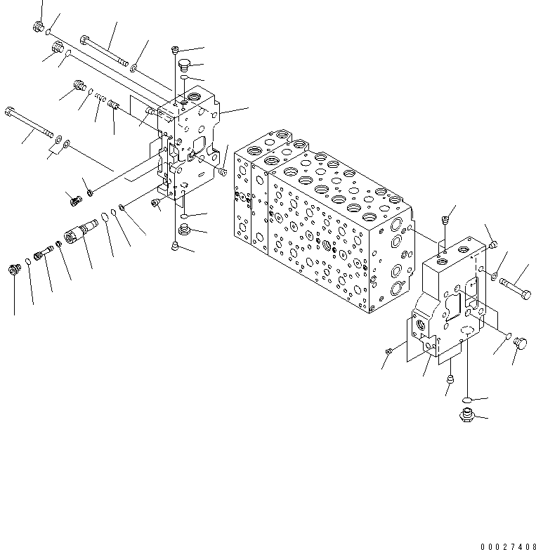 Komatsu parts book diagram for PC400-7E0 S/N 60001-UP (ecot3): MAIN VALVE (1-ACTUATOR) (7/23) (FOR LOADER)