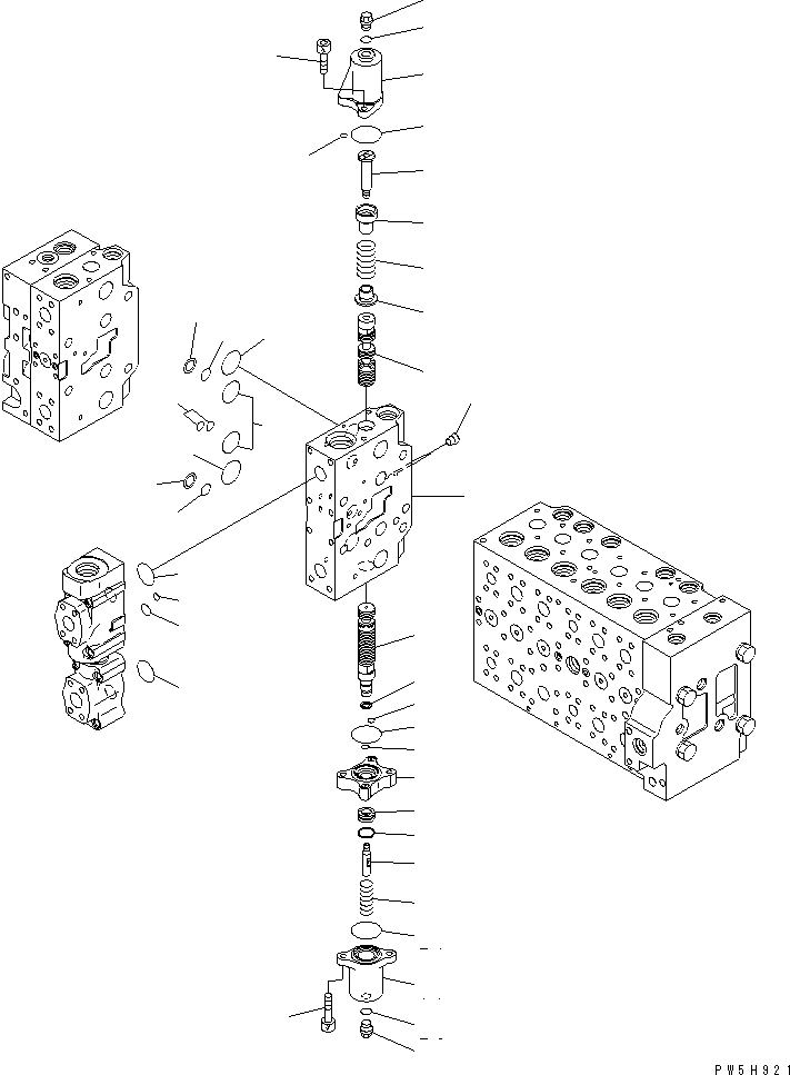 Komatsu parts book diagram for PC400-7E0 S/N 60001-UP (ecot3): MAIN VALVE (1-ACTUATOR) (17/23) (FOR LOADER)
