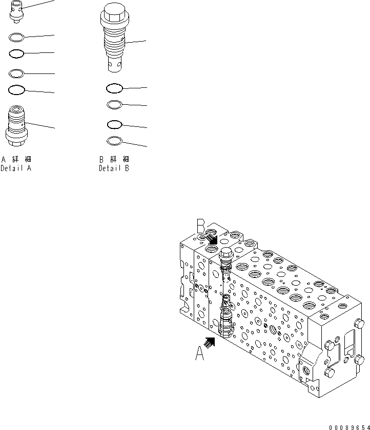 Komatsu parts book diagram for PC400-7E0 S/N 60001-UP (ecot3): MAIN VALVE (1-ACTUATOR) (18/23)(#65365-)