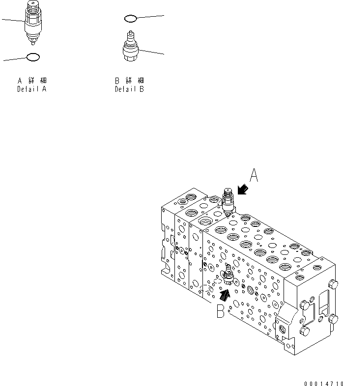 Komatsu parts book diagram for PC400-7E0 S/N 60001-UP (ecot3): MAIN VALVE (1-ACTUATOR) (19/23)