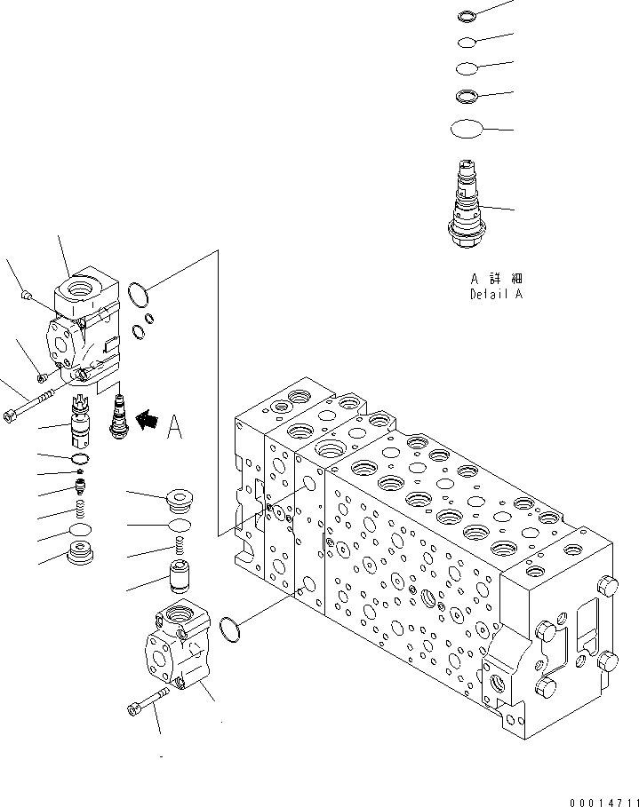 Komatsu parts book diagram for PC400-7E0 S/N 60001-UP (ecot3): MAIN VALVE (1-ACTUATOR) (20/23)