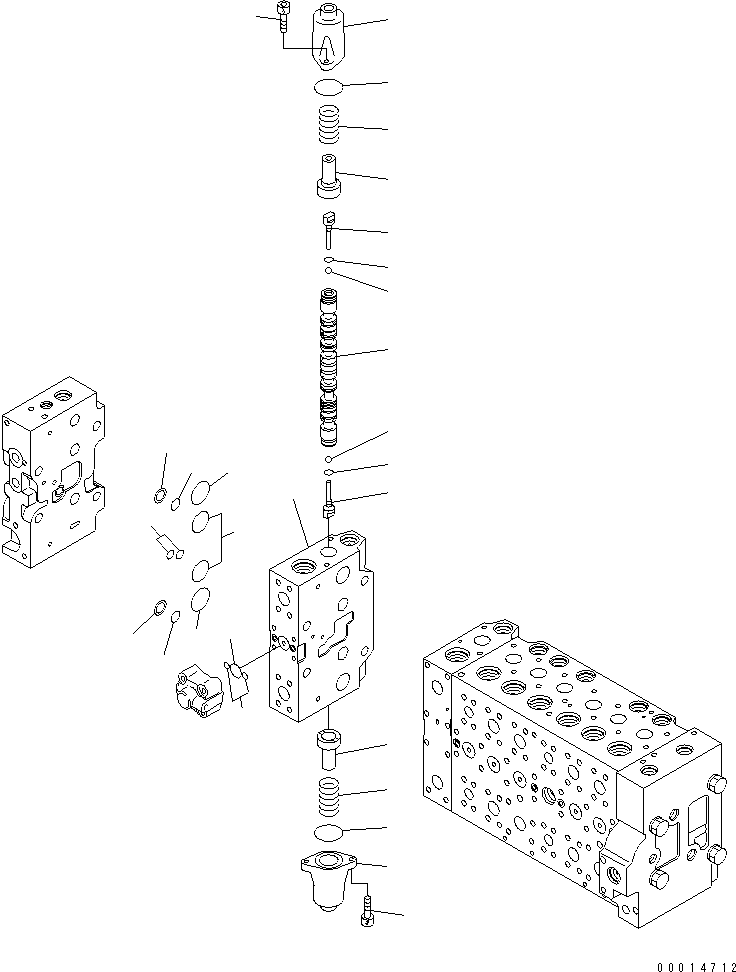 Komatsu parts book diagram for PC400-7E0 S/N 60001-UP (ecot3): MAIN VALVE (1-ACTUATOR) (21/23) (FOR LOADER)