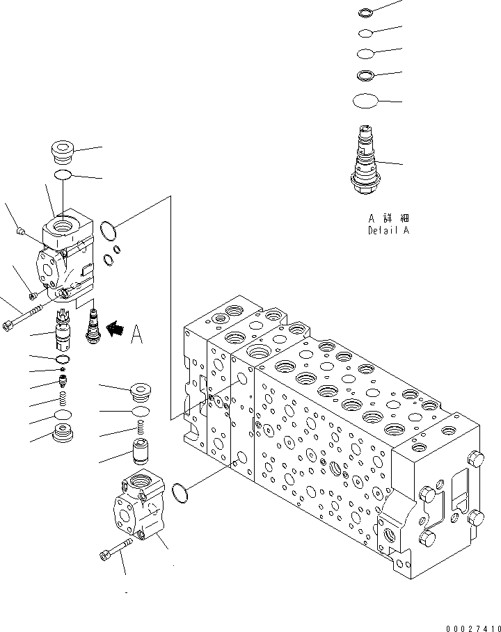 Komatsu parts book diagram for PC400-7E0 S/N 60001-UP (ecot3): MAIN VALVE (1-ACTUATOR) (20/23) (FOR LOADER)