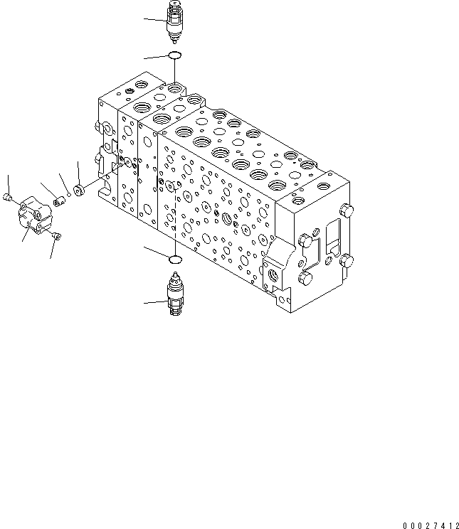 Komatsu parts book diagram for PC400-7E0 S/N 60001-UP (ecot3): MAIN VALVE (1-ACTUATOR) (23/23) (FOR LOADER)
