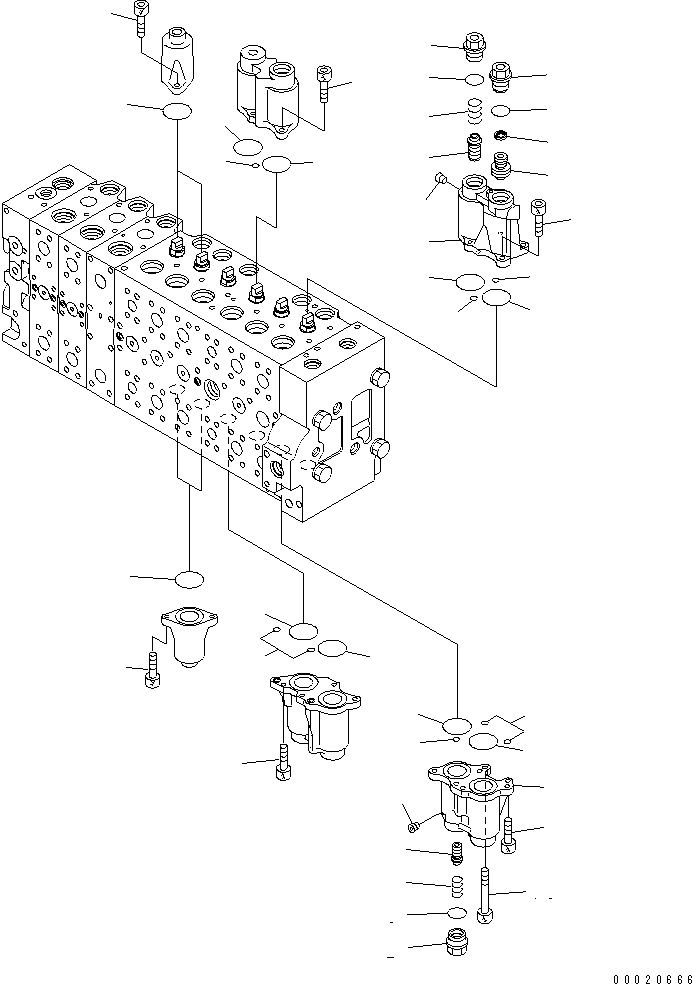 Komatsu parts book diagram for PC400-7E0 S/N 60001-UP (ecot3): MAIN VALVE (2-ACTUATOR) (3/25)
