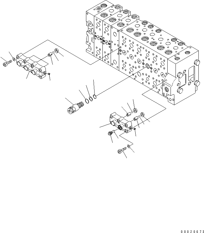 Komatsu parts book diagram for PC400-7E0 S/N 60001-UP (ecot3): MAIN VALVE (2-ACTUATOR) (10/25)