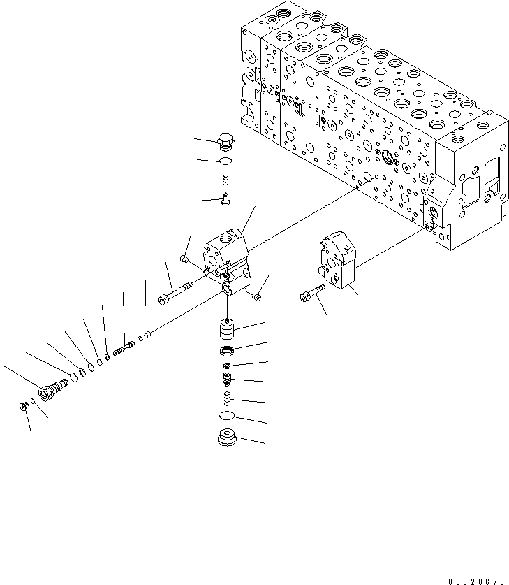 Komatsu parts book diagram for PC400-7E0 S/N 60001-UP (ecot3): MAIN VALVE (2-ACTUATOR) (16/25) (FOR LOADER)