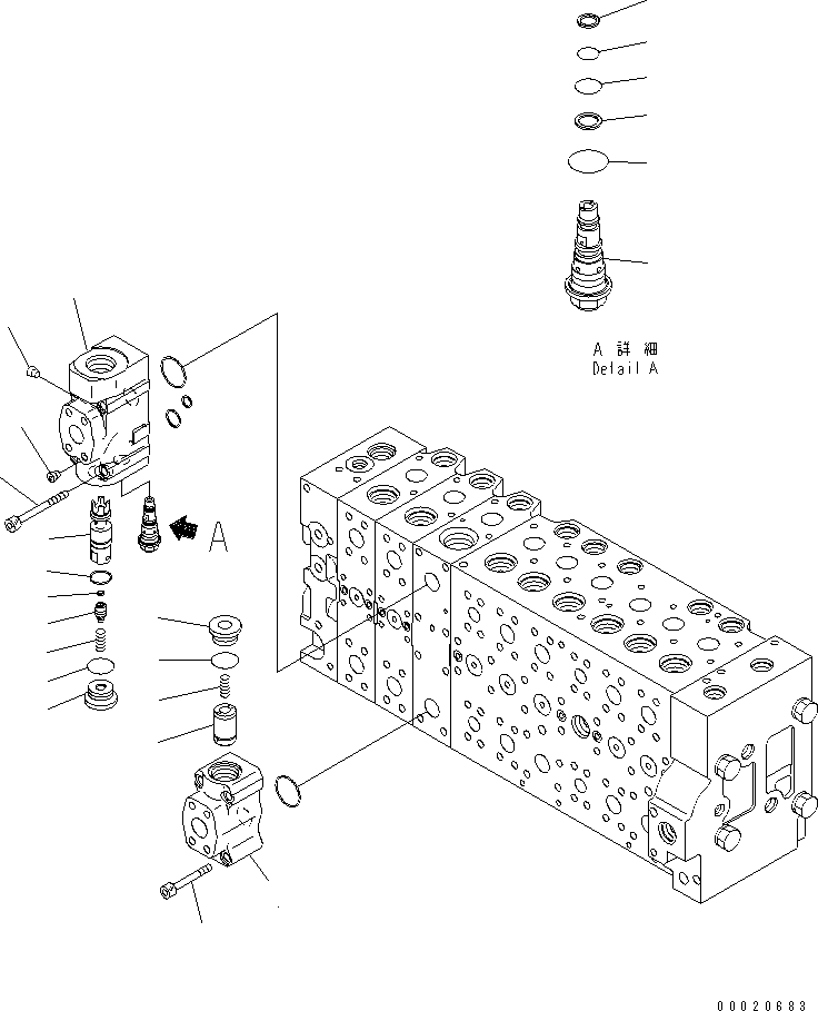 Komatsu parts book diagram for PC400-7E0 S/N 60001-UP (ecot3): MAIN VALVE (2-ACTUATOR) (20/25)