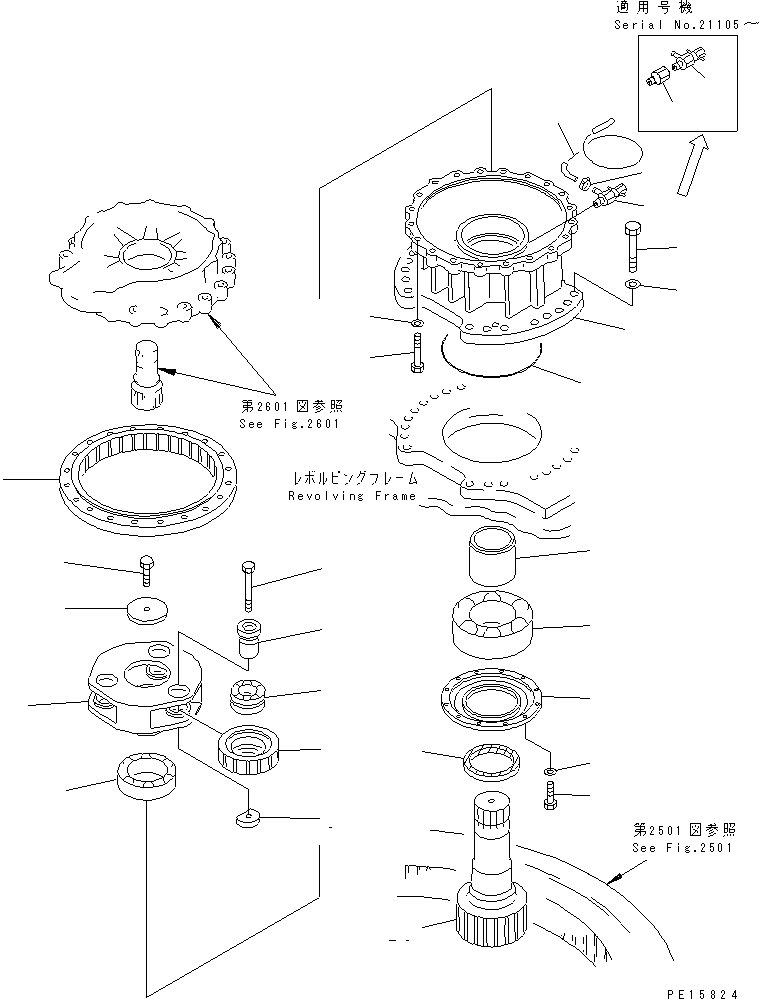 Komatsu parts book diagram for PC400LC S/N 20001-UP (Mighty Spec.): SWING MACHINERY (2/2)