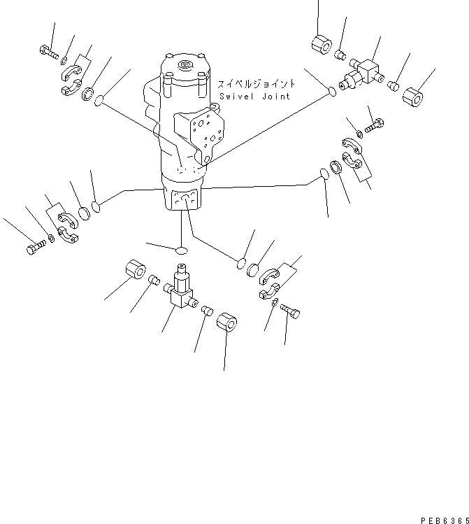 Komatsu parts book diagram for PC400LC S/N 20001-UP (Mighty Spec.): TRAVEL PIPING LESS ? BLIND PARTS