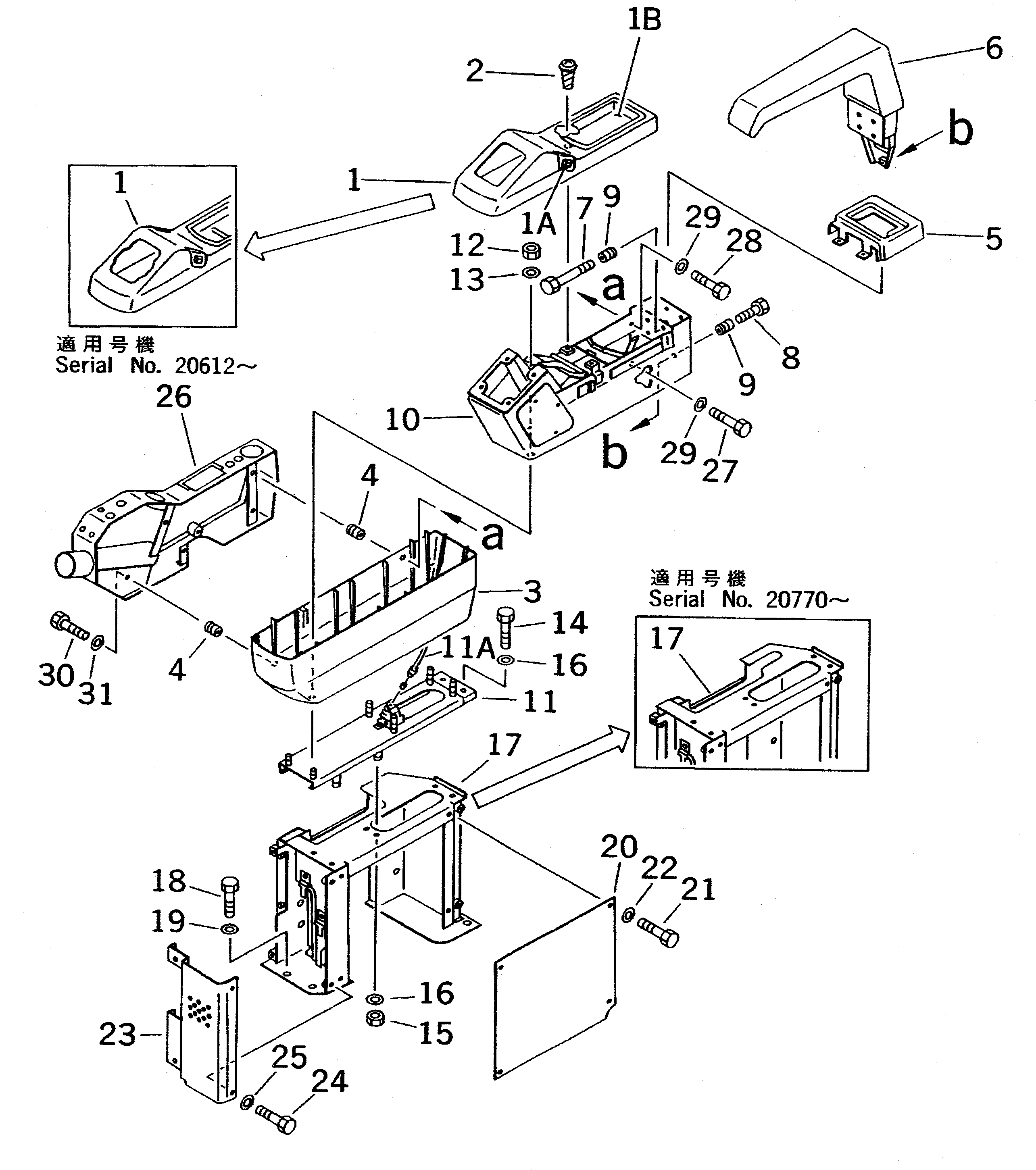 Komatsu parts book diagram for PC400LC S/N 20001-UP (Mighty Spec.): RIGHT STAND AND LEVER (FRONT) (FOR WRIST CONTROL) (TBG SPEC.)    (FOR SWEDEN ? NORWAY)