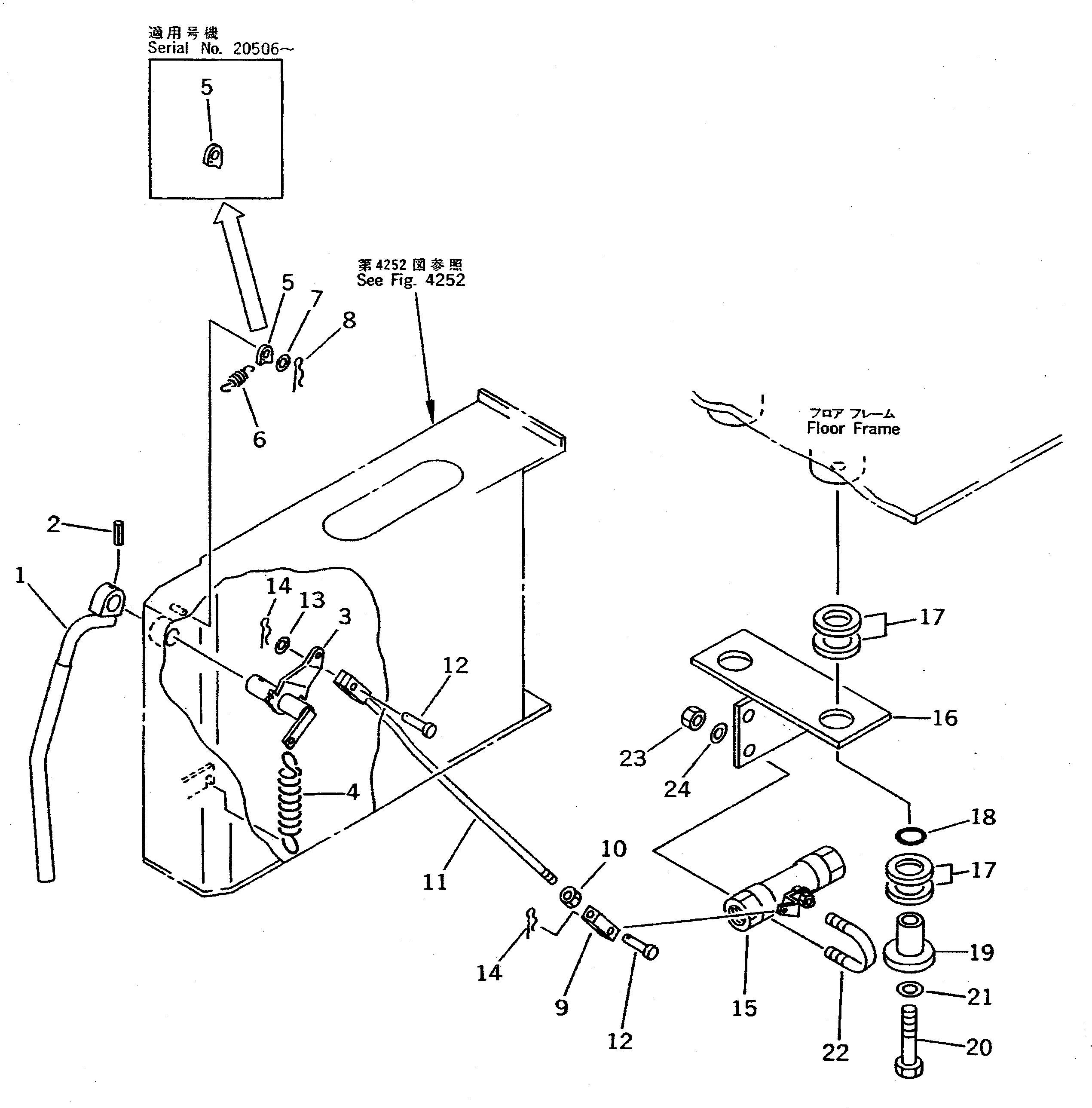 Komatsu parts book diagram for PC400LC S/N 20001-UP (Mighty Spec.): SAFETY LOCK LEVER CONTROL LINKAGE (FOR WRIST CONTROL) (TBG SPEC.)